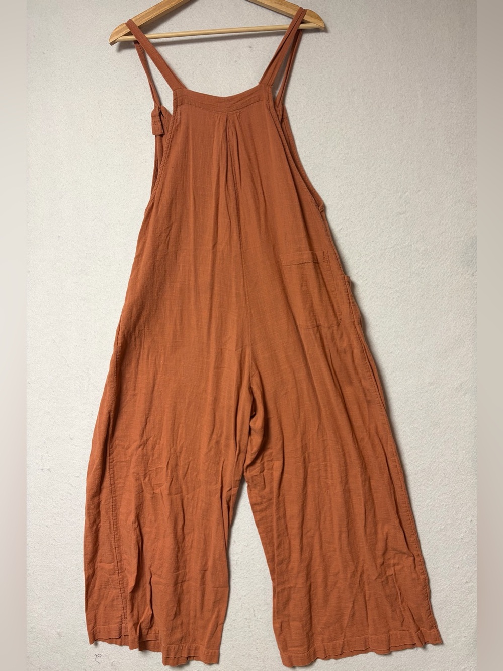 Natural Life Rust 100% Cotton Wide Leg Overalls Jumpsuit Size L Boho Lagenlook - Picture 4 of 10